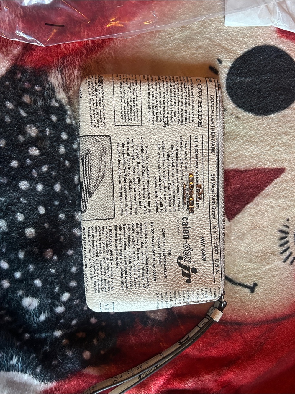 Coach Cream Newspaper Print Wristlet Clutch